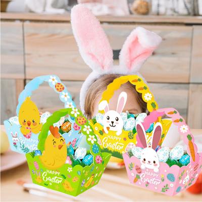 12pcs Easter Handheld Baskets Bunny Egg Party Gift Bags Gift Boxes