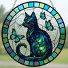 Katt Sommerfugl Solfanger Hengepynt Innendørs Utendørs Hjem Hage Vegg Vindu Henger Farget Glass Akryl Ornament Anheng Kjæledyrelskere Gaver