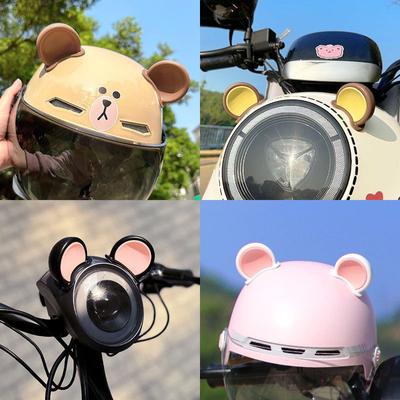2 Adet Renkli Motosiklet Kaskı Ayı Kulakları Dekoru Evrensel Motosiklet Bisiklet Araba Stil Dekorasyonu Kask Çıkartmaları Aksesuarları