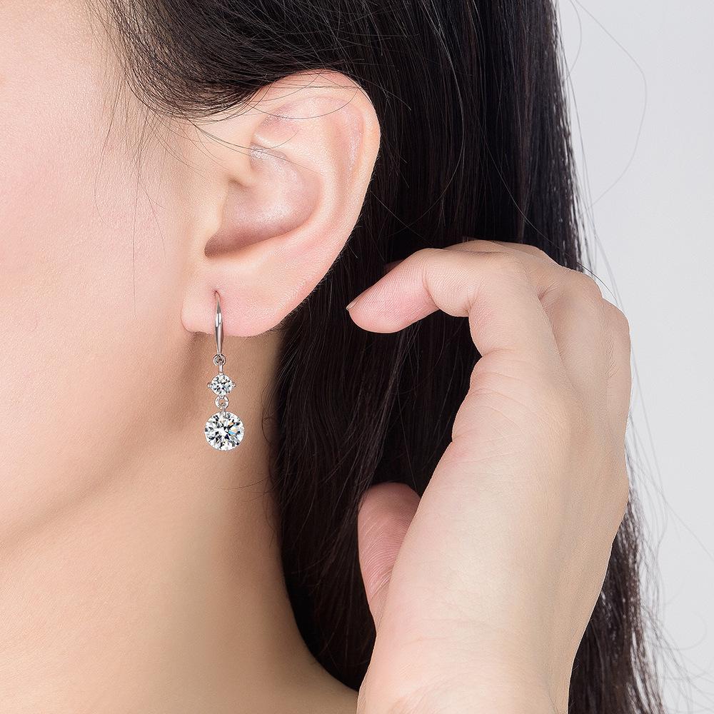 Boucles d'oreilles longues élégantes en diamant zircon: Crochets d'oreille simples, doux et élégants
