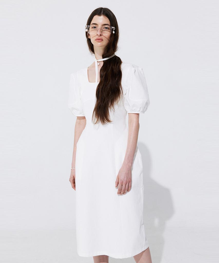 Bundercammer Pearl Balloon Line Dress_White