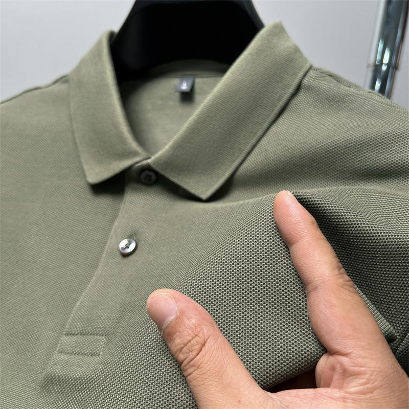 Poloskjorte herre T-skjorte Kortermet sommer Ensfarget Business Casual Lapel Mercerized Cotton Halvermet T-skjorte for menn for menn
