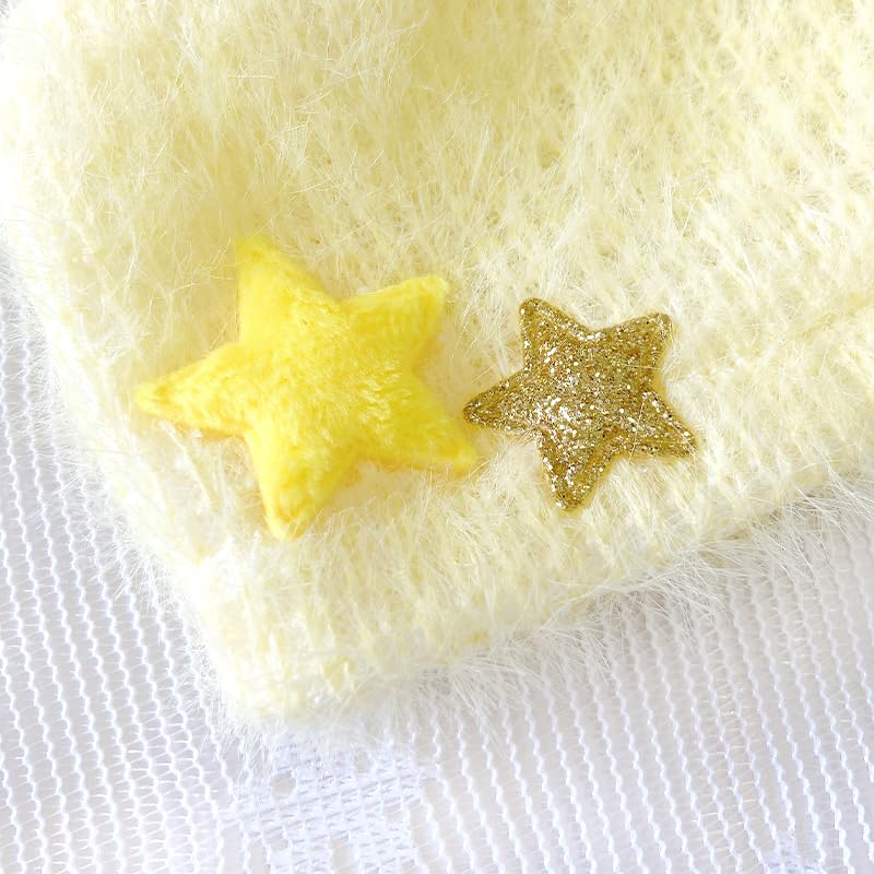 Cat Ear Knit Hat & Scarf Set for 10cm Plush Toy, Yellow [Used]