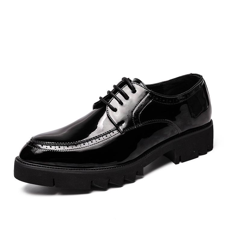 Men's Korean/British Style Leather Shoes: Height-Boosting, Thick Sole for Wedding & Business Casual