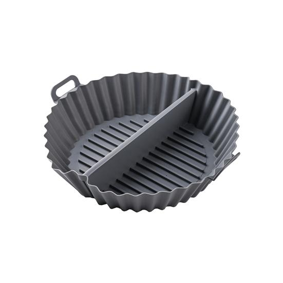 Round Silicone Fryer Liner Dual Handles Non Stick Food Grade Heat Resistant Dishwasher Safe Reusable Oven Baking Tray Basket Bowl Kitchen Supplies