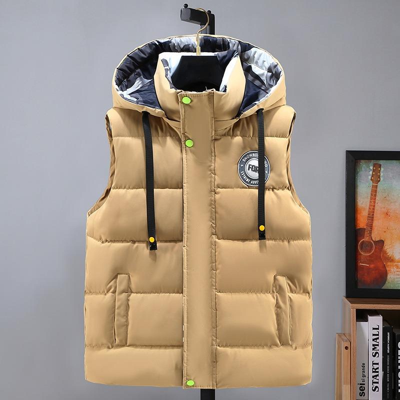 Mens Thickened Warm Casual Sleeveless Cotton Padded Vest Winter Autumn Fashion Outerwear