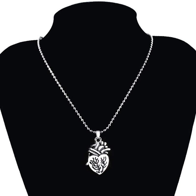 2 Peças/Conjunto Colar Pingente Coração Anatômico Casal Quebra-cabeça Presente de Dia dos Namorados