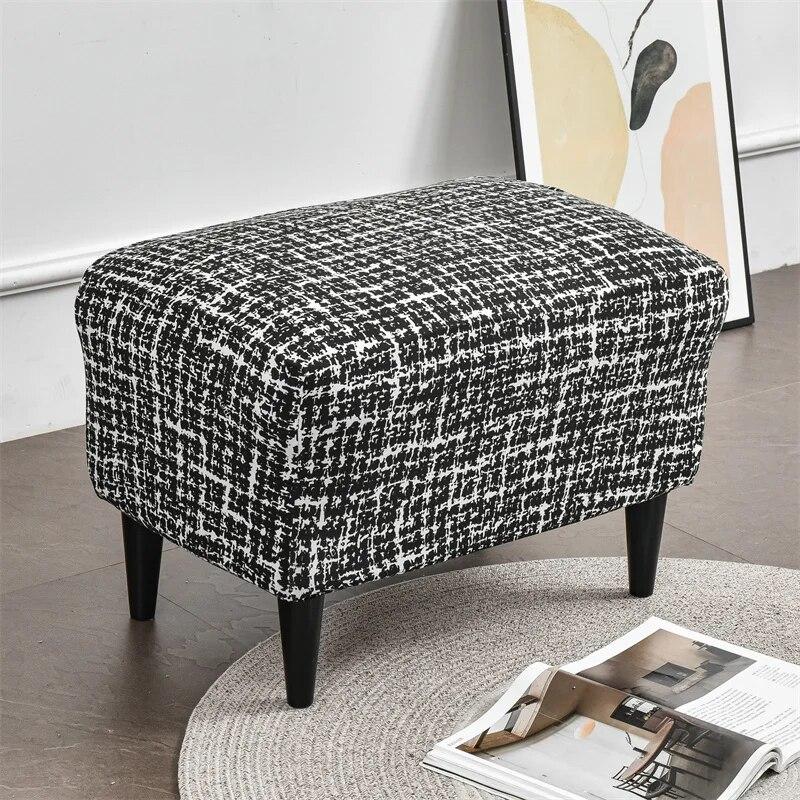 Geometric Wing Back Chair Cover Stretch Floral Spandex Armchair Covers Footstool Single Sofa Slipcovers With Cushion Cover