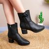 Fashion Women'S Boots Side Zipper Chunky Heel Ankle Boots Bow Pointed Toe Mid Heel Slimming Versatile Short Boots