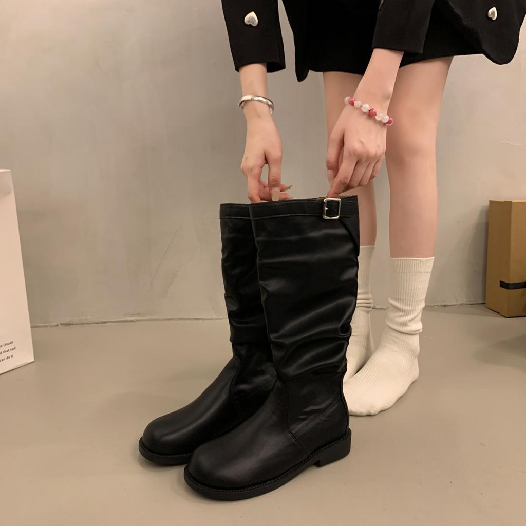 Brown Retro High Trouser Boots Knight Boots Short Boots Autumn and Winter New Thin Boots French Women's Boots Western Boots