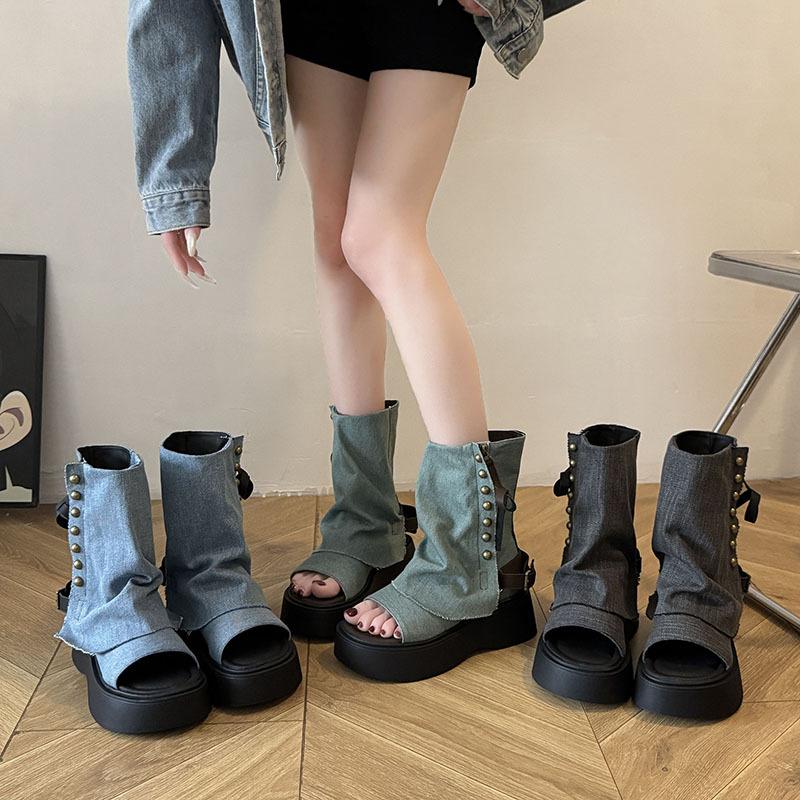 Martin boots women's British style summer 2025 new platform boots explosion small solid color high sandals