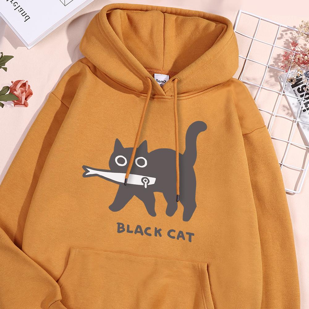 

Fun A Black Cat Eating Fish Hoody Men Women Harajuku Fashion Sweatshirt Loose Oversized Streetwear Fleece Warm Couple Hoodies 3XL