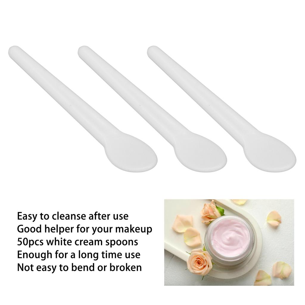 50pcs Cosmetic Cream Spatula Small Spoon Shaped Washable Eye Cream Spatula For Nail Glue