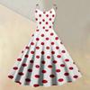 Mouwloze Stippenprint Jurk met Ronde Hals Vintage Stijl Fit and Flare Midi Jurk voor Dames Casual Kleding