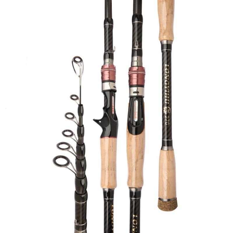 High Quality Carbon Fiber Spinning Fishing Rods Telescopic Mini Pole 3M 2.7M 2.4M 2.1M 1.8M  Fish Gear Tackle