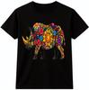Rhino Floral T Shirt Psychedelic Rhinoceros Animal Art Graphic Tee