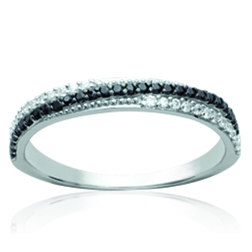 Silver Ring 'Scarlett' Black White Silver (rhodium) - 3 Mm
