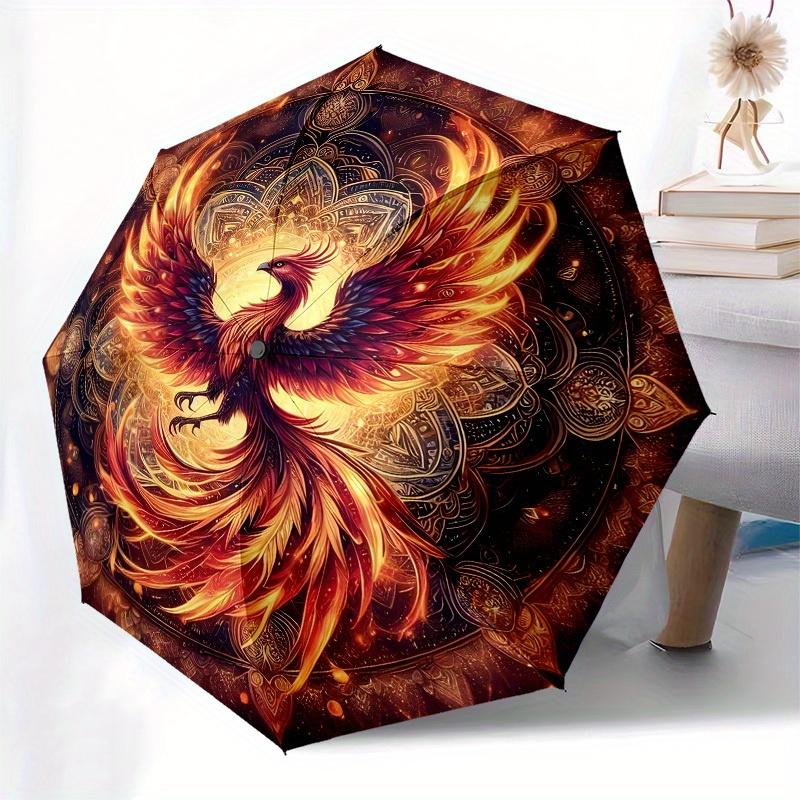 1pc Phoenix Mandala ArtworkUmbrella with Plastic Handle,Suitable for All Seasons Home Travel Outdoor UmbrellaB1772