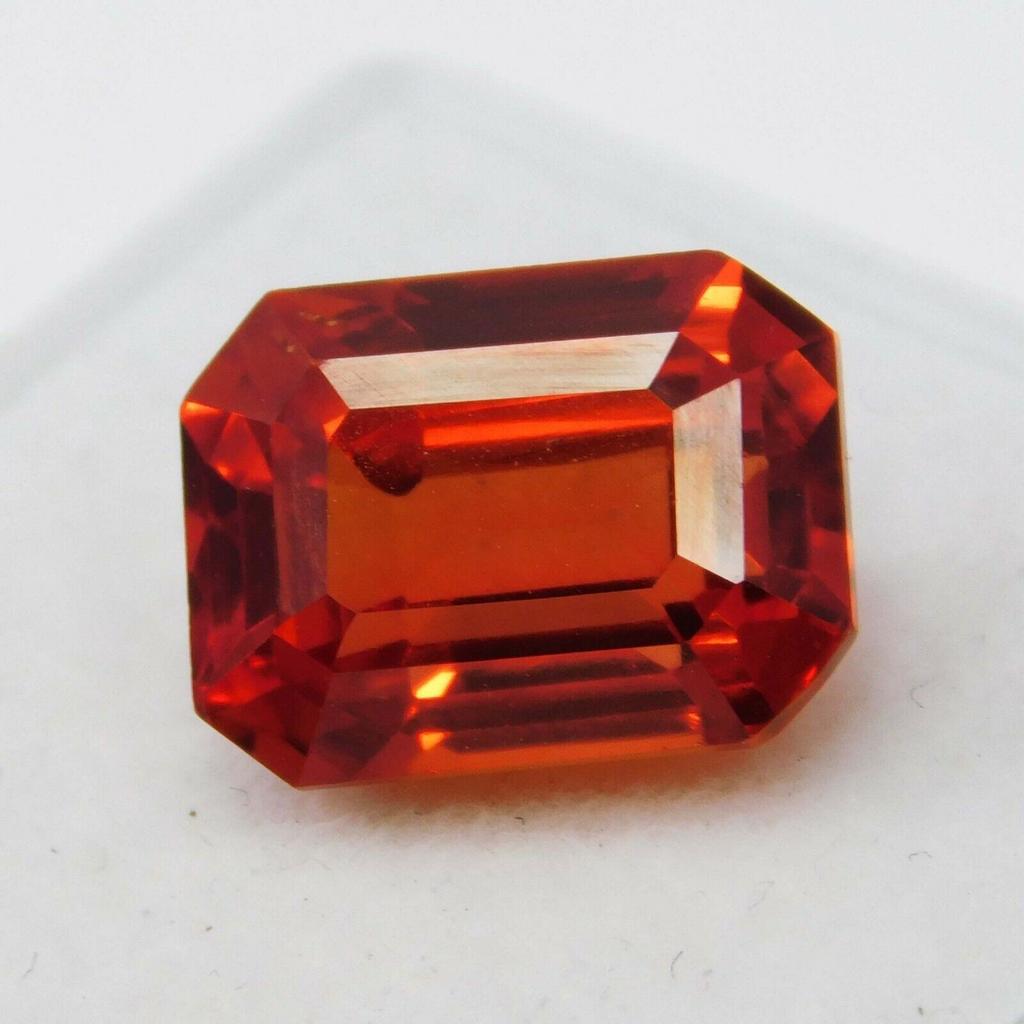 Natural Orange Sapphire Loose Gemstone 8.57 ct Ceylon Rectangle Cut September Birthday Birthstone