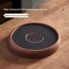 YIHUTEA Round Bamboo Tea Tray with Water Drainage