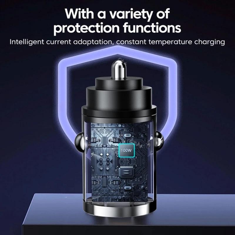 New PD USB Car Charger 100W Super Fast Charging Car Charger Adapter for IPhone 13 14Pro Xiaomi Samsung Quick Charge