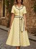 French temperament V-neck tie-up polka dot dress children's summer new waist and thin temperament dress