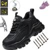 Lace-up Safety Work Shoes For Women Steel Head Boots Female Indestructible Construction Non Slip Platform Work Shoes