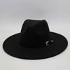 Flat Edge Jazz Hat, Men'S And Women'S Felt Hat, European And American Hat 9.5 Large Brim, High-End Hat, Elegant Foreign Trade Cross-Border Top Hat