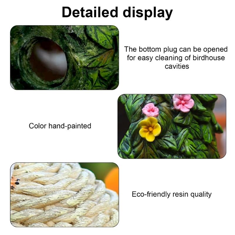 Bird Nest Parrots Nest Hanging House for Various Size Birds Wild Birdhouse Resin Nest Breeding Bird House for Courtyard