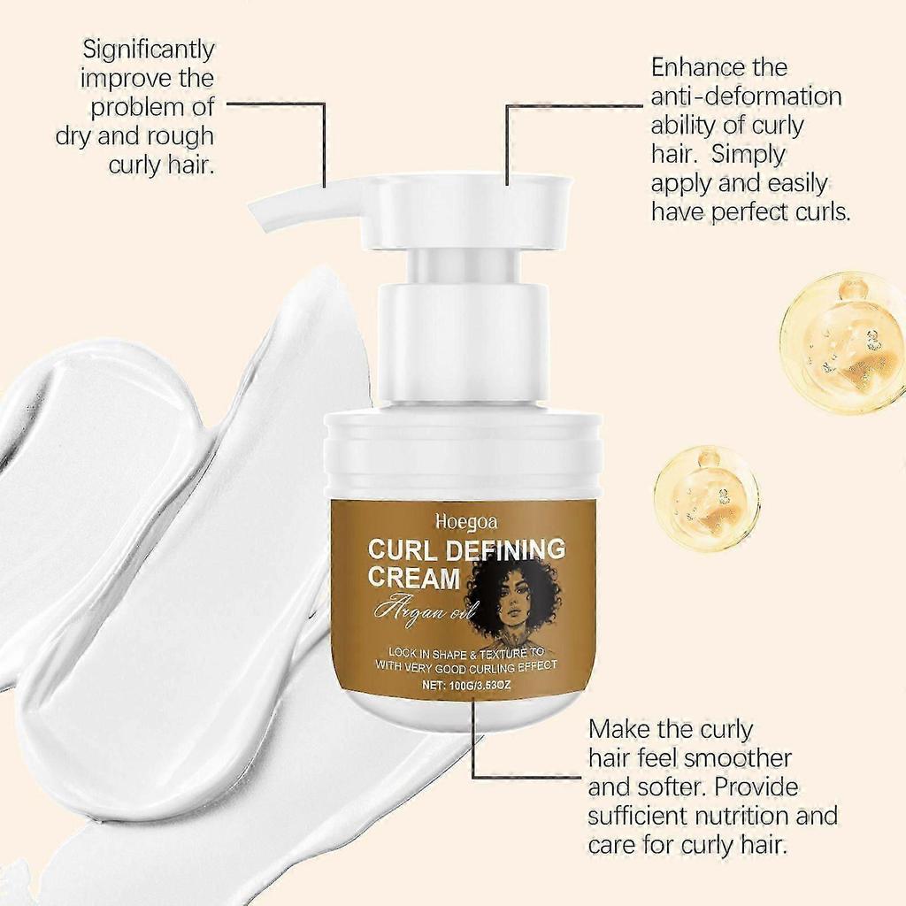 Curl Defining Cream for Curly Hair, Anti-Frizz Curling Cream To Define All Curly Types & Hair Textures Curling Perfection