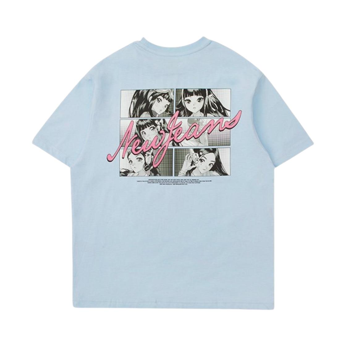 NewJeans Get Up Short Sleeve T-Shirt Blue ONE SIZE