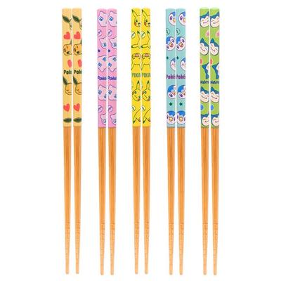 Lilpang Children's Pokemon Bamboo Chopsticks Set of 5, Mixed Colors, 1 Set, Korean Popular Tableware