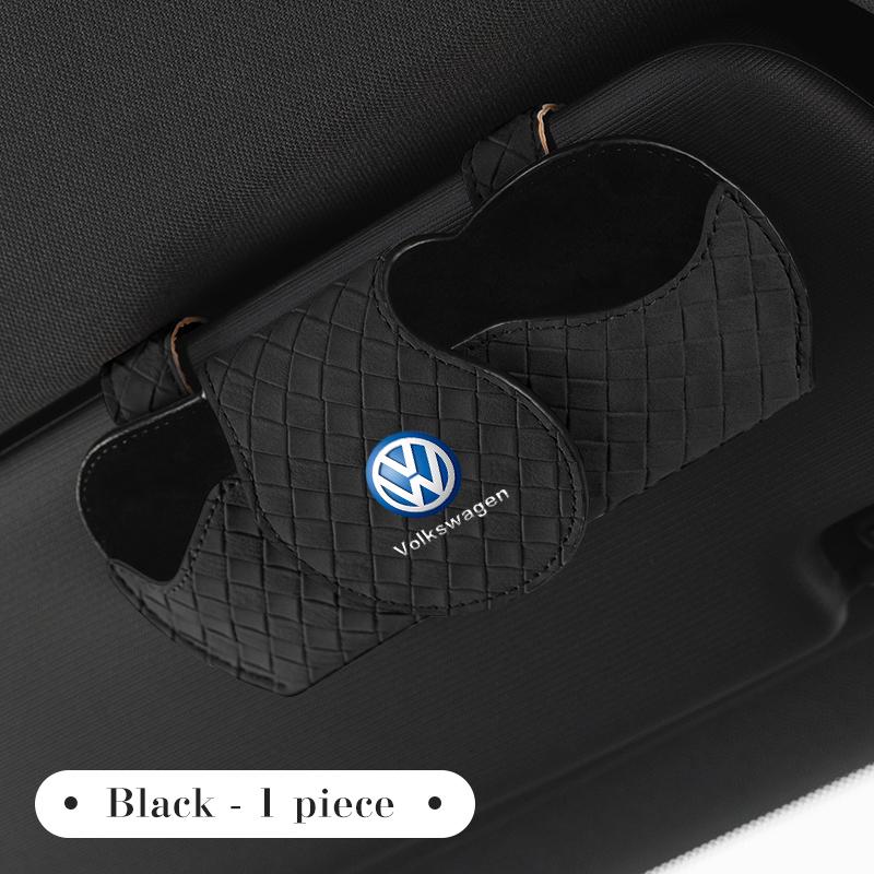 Kluczyk,Pudełko na okulary do osłony przeciwsłonecznej samochodu Skórzane etui w kratę do przechowywania okularów przeciwsłonecznych dla VW Volkswagen Golf 7 8 MK8 ID.3 4 Polo Tiguan Passat B5