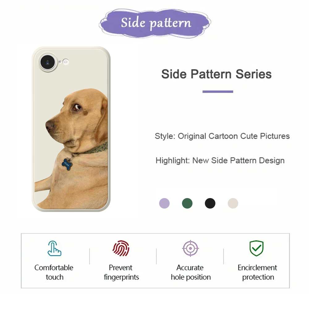 For iPhone 16e Case Yellow Dog Pattern Printing Straight Edge TPU Phone Back Cover