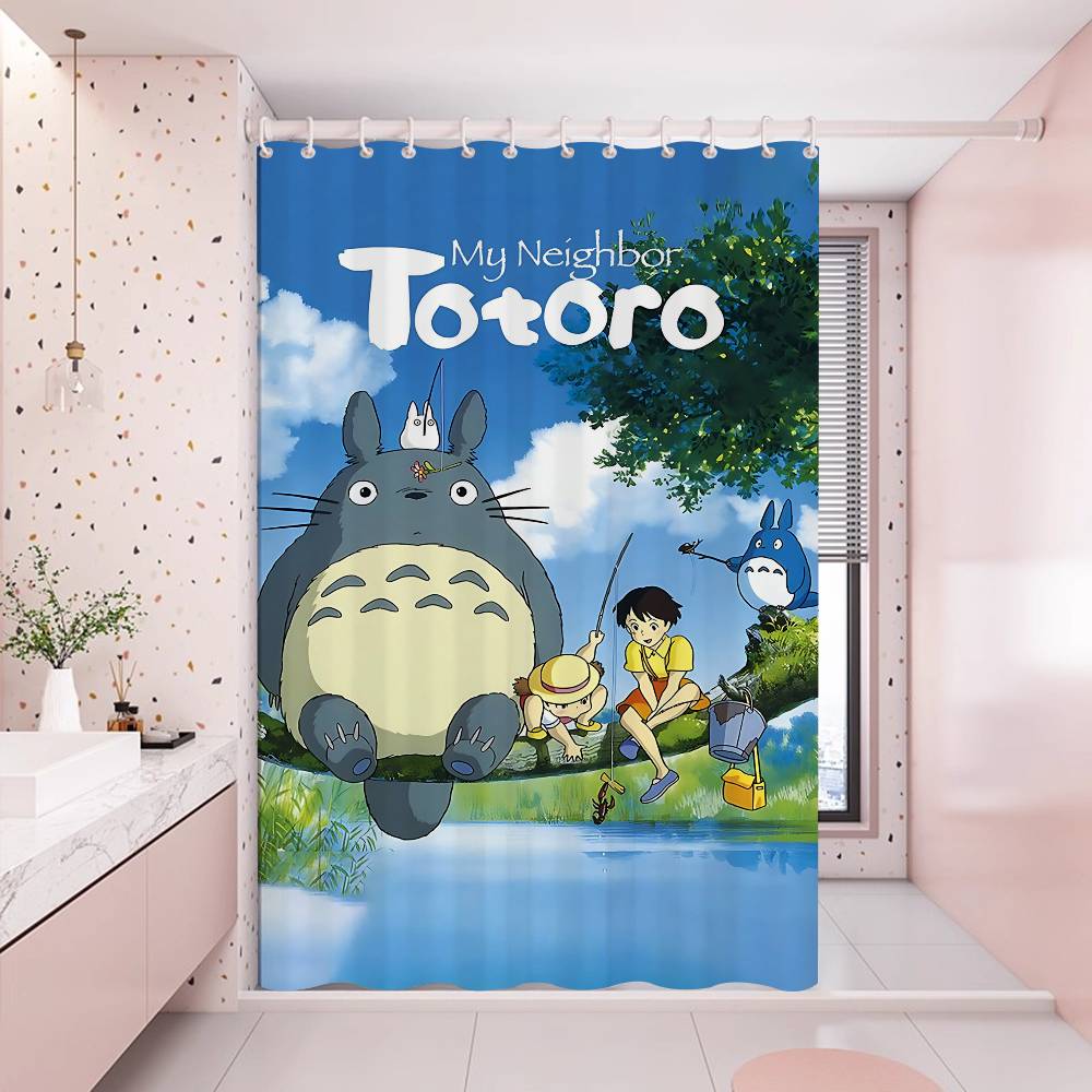 Anime My Neighbor Totoro Modern Simple Shower Curtain Bathroom Decorative Polyster Shower Curtain with Hook