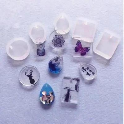 20Pcs/Set New DIY Keychain Pendant Casting Silicone Mould Kit with Keyrings Art Crafts Making Tools Crystal Epoxy Resin Mold