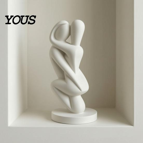 High-end Decorative Art 3D Printed Hugging Couple Sculpture, Abstract Embrace Figurine with Smooth Curves, Minimalist Statue Romantic Sculpture
