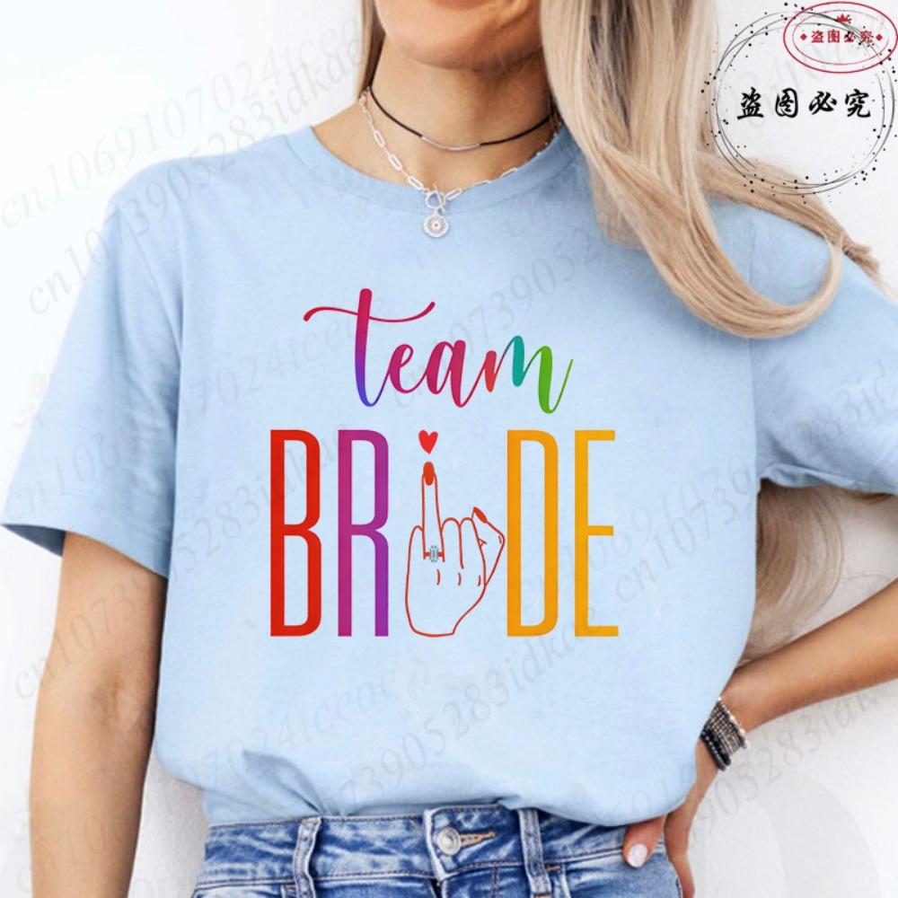 Bridal Shower Special: Fashion Finger Graphic Team Bride T-shirts, Women Clothing for Single Farewell & Bride Squad Tees D001