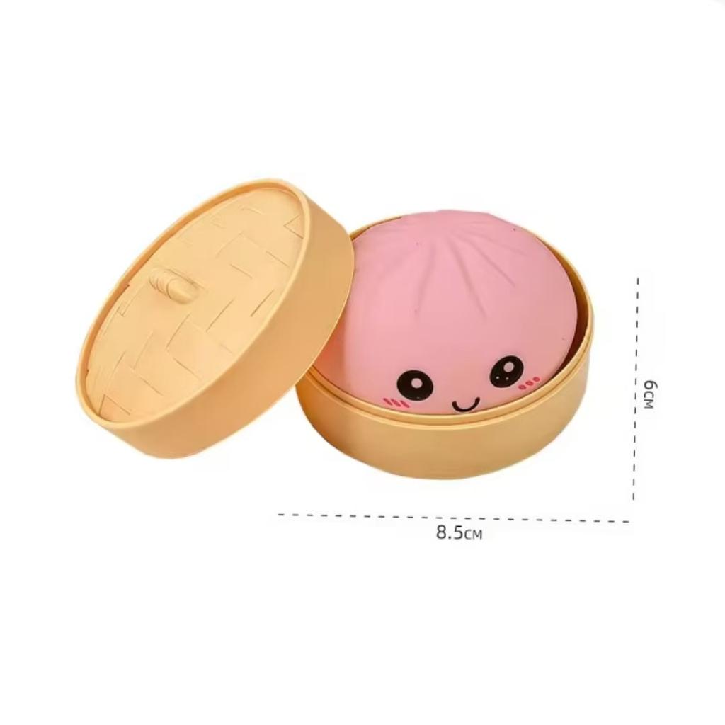 Simulation Dumpling Squishy Rebound Soft Squeeze Stress Ball With Bamboo Steamer Box Anti-Stress Toy Sensory For Creative Gift