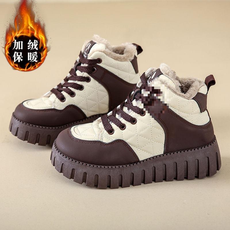 Girls Snow Boots Winter 2025 Fleece Thickened Medium and Older Children's Cotton Shoes Large Cotton Shoes Medium and Older Children's Girls Cotton
