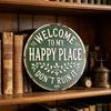 Happy Land Wooden Garden Sign Rustic Wood Plaque Outdoor Wall Decor Weather-Resistant Fade-Proof Hanging Plaque for Home Farmhouse Cottage