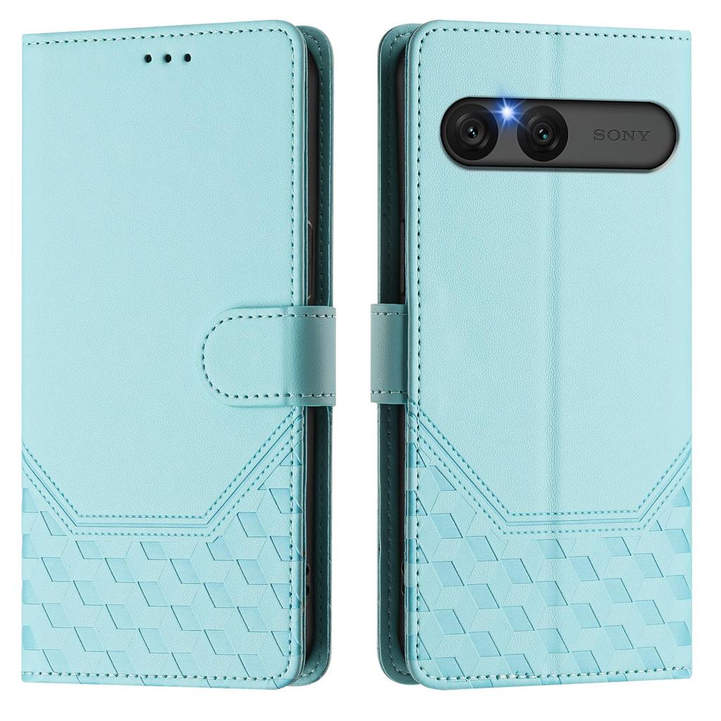 For Sony Xperia 10 VII Case Imprinted Honeycomb RFID Blocking Leather Phone Cover with Strap