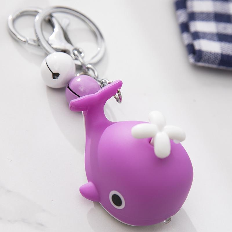 Whale LED Sound Keychain Mini Flashlight & Bag Pendant