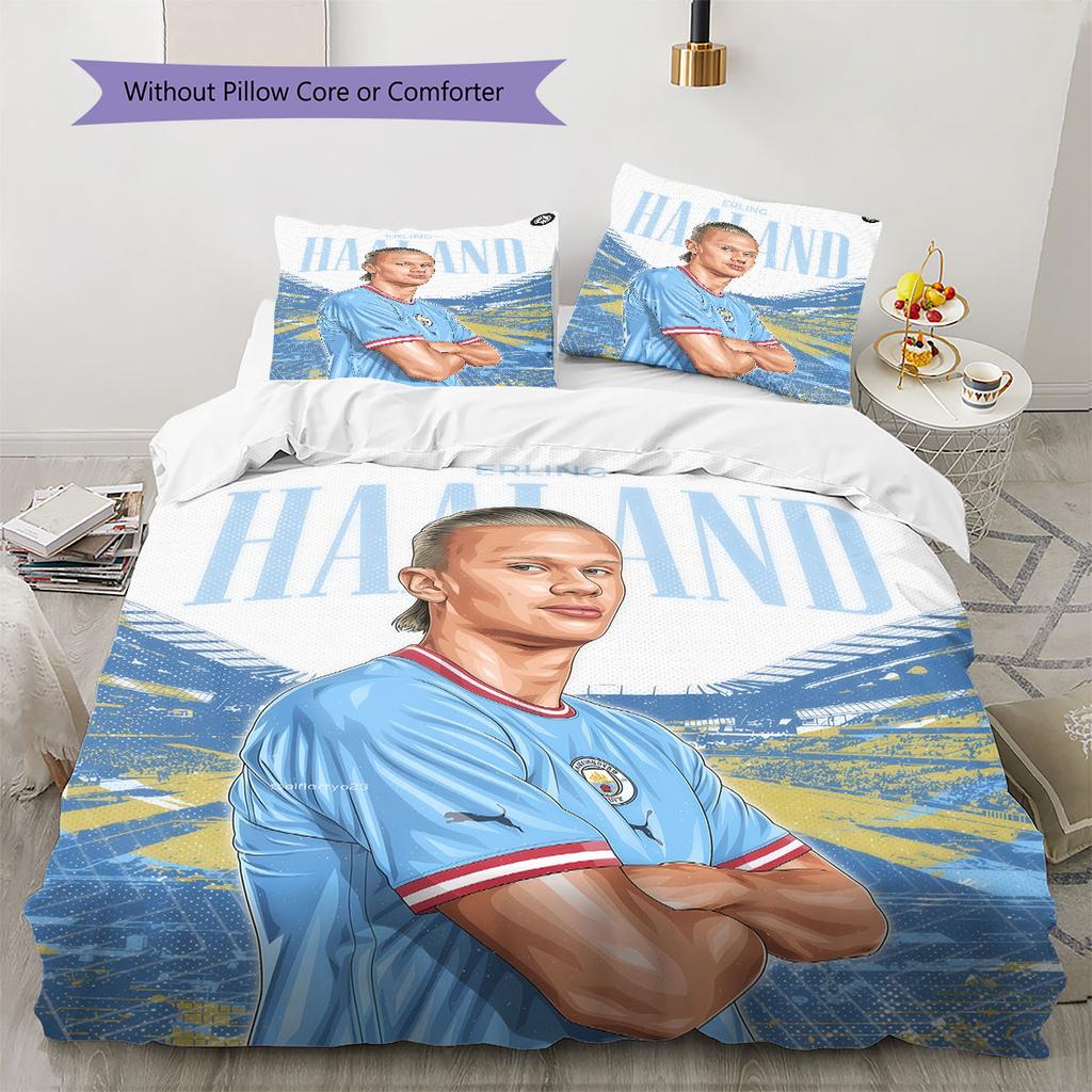 Erling Haaland Pride Bedding Quilt Set Quilt Cover Pillowcase Home Decoration Birthday Gift (1 * duvet cover + 2 * pillowcase, without core)