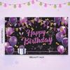 2D Plane, One 1-foot Long Shiny Purple "Happy Birthday" Banner, Suitable for Ladies and Girls, Photo Booth.