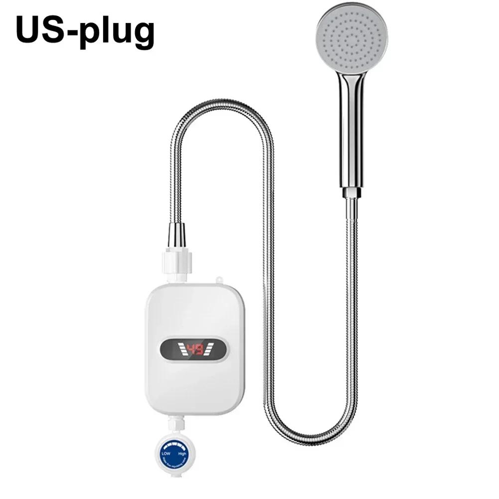 Hot Water Shower Electric Heater 33x12.5cm 50HZ White Easy To Install Mini Body Safety Heater US 110V/EU UK 220V