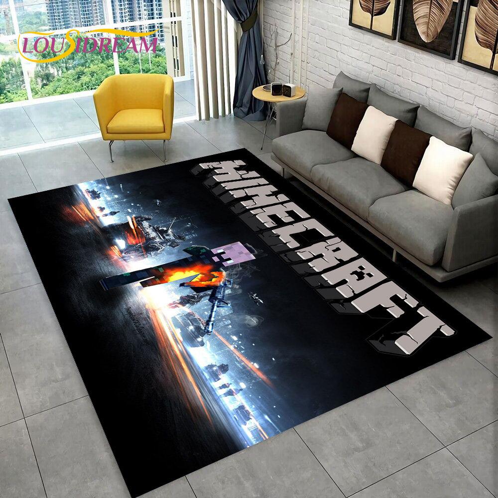 3D MC Sandbox Games Gamer Cartoon Area Rug,Carpet Rug for Living Room Bedroom Sofa Doormat Decoration,kids Non-slip Floor Mat
