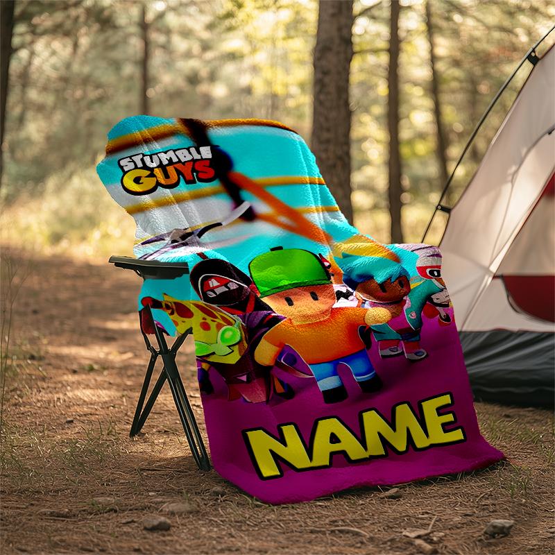Personalized Custom Name Blanket - Stumble Guys Print Design,Blanket for Sofa,Bed,Travel,Camping - Soft and Warm, Great Gift