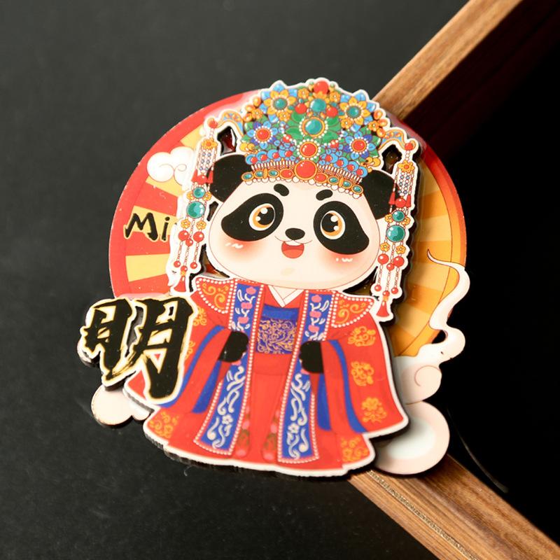 Cartoon Cute Panda Refrigerator Sticker Chinese Style 3d Cartoon Refrigerator Magnet Resin Fridge Magnet for Kitchen Decoration