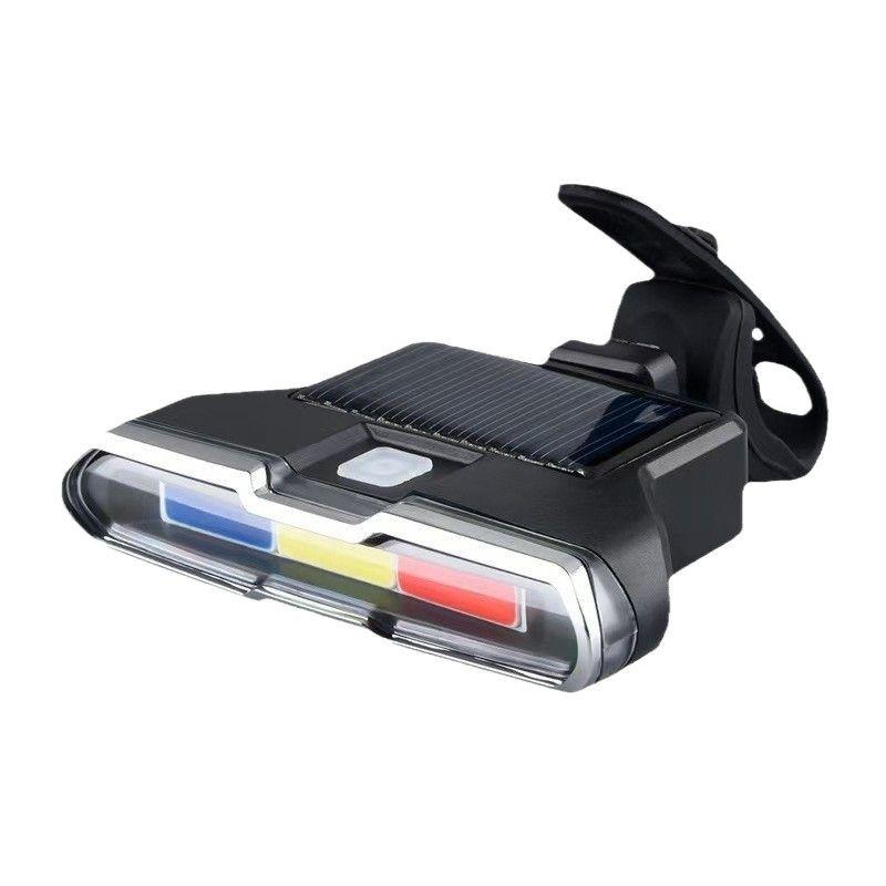 Tricolor USB & Solar Charging Bicycle Taillight: High-Brightness COB Flash for Night Riding Safety